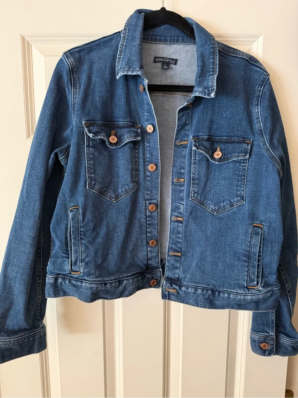J Crew Mercantile Women's Blue Denim Jacket size Large